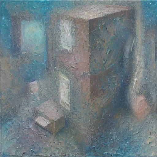 Image similar to a detailed impasto painting by shaun tan and anton furst of an abstract forgotten sculpture by the caretaker and ivan seal