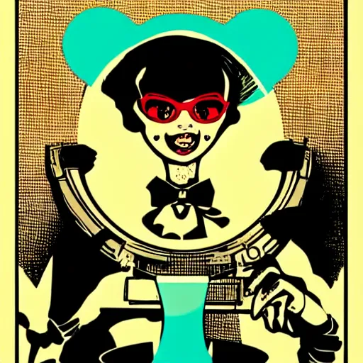 Image similar to individual cute ada lovelace silk screen butcher billy style