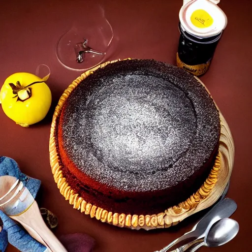 Prompt: a cake made of hair, food photography