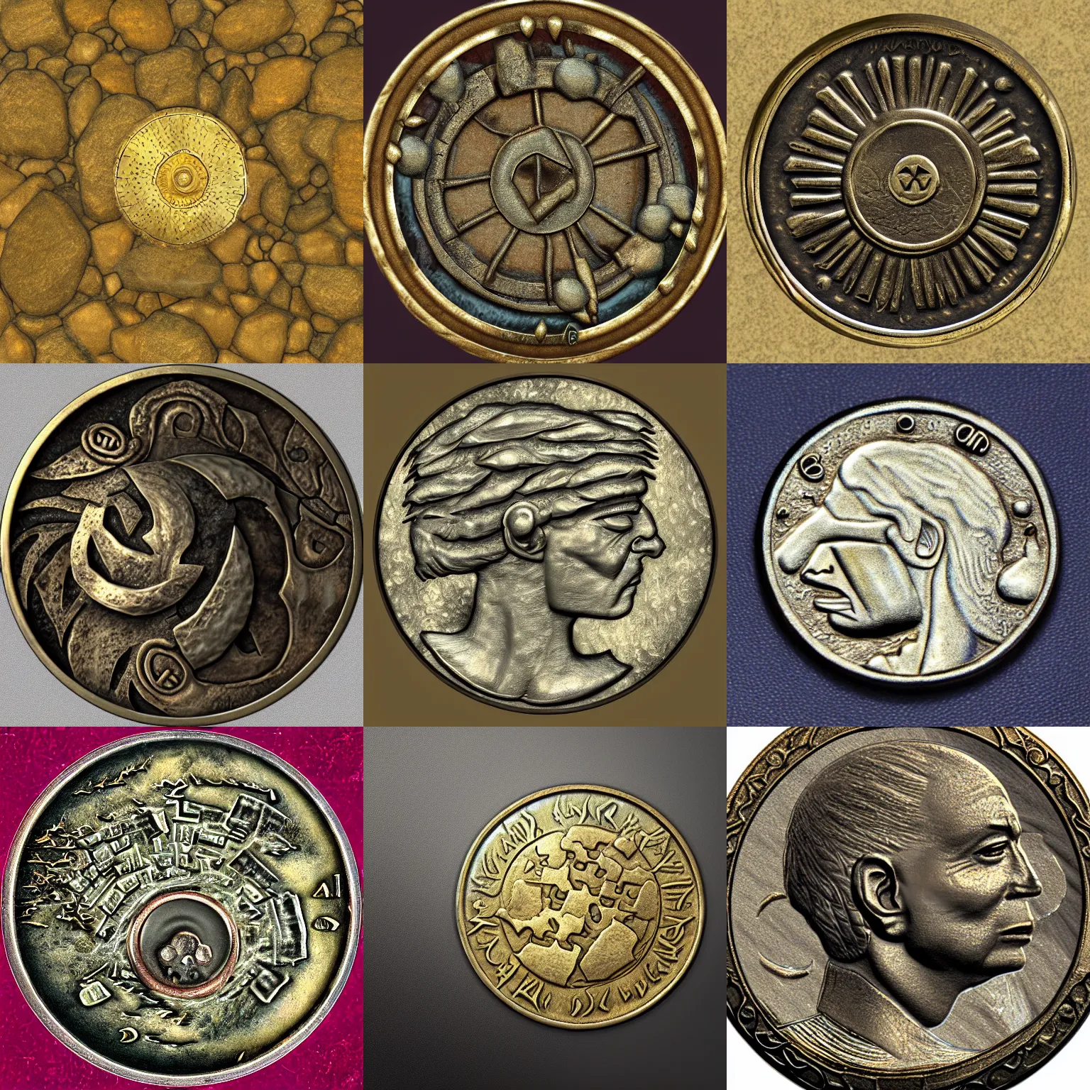 Prompt: a Dwemmer coin from Vvardenfell, ultra realistic, highly detailed, 4k quality photo