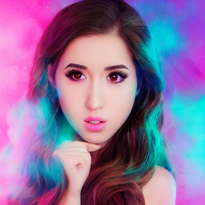 Image similar to beautiful portrait photograph of Pokimane in the style of Katy Perry’s Teenage Dream album cover, studio lighting, looking at the camera, super resolution, Extremely detailed