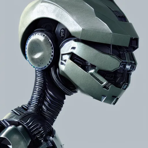 Image similar to sci-fi, helmet design, halo, duke-nuken, science-fiction, robot head, octane-render, cgi, blender, cinema-4d, maya, cgi, redshift