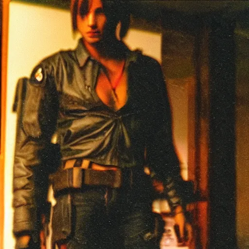 Image similar to a grainy photo of leon kennedy in the real world, lomography color 4 0 0 photography