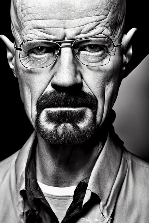 Image similar to Walter White portrait photo by Mark Mann and Lorenzo Agius , award winning, atmosphere, lighting, 1x