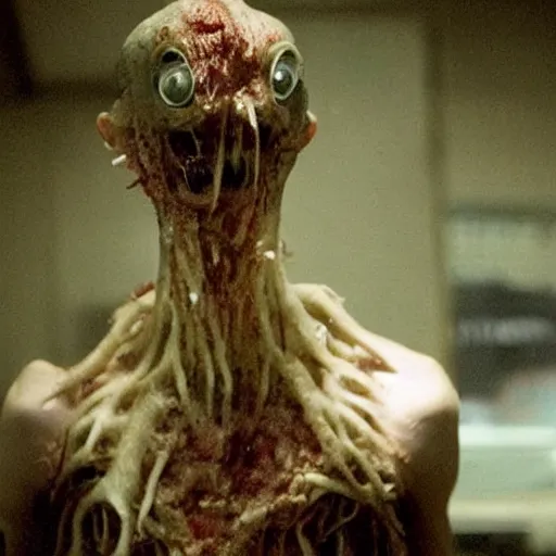 Image similar to b - grade horror film budget production a very strange creature made of cronenberg