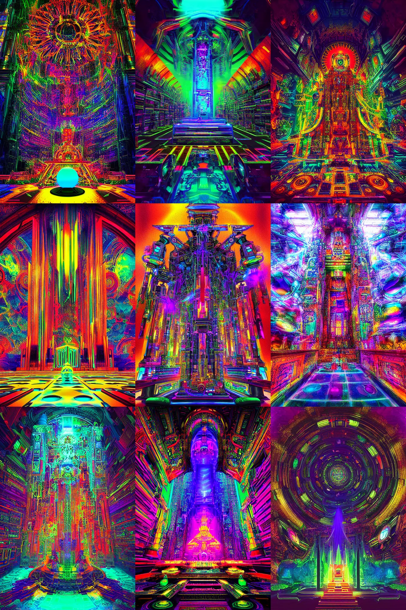 Prompt: “sacred techno temple, colorful machine alter to the synthetic gods, high quality digital art, 8k”