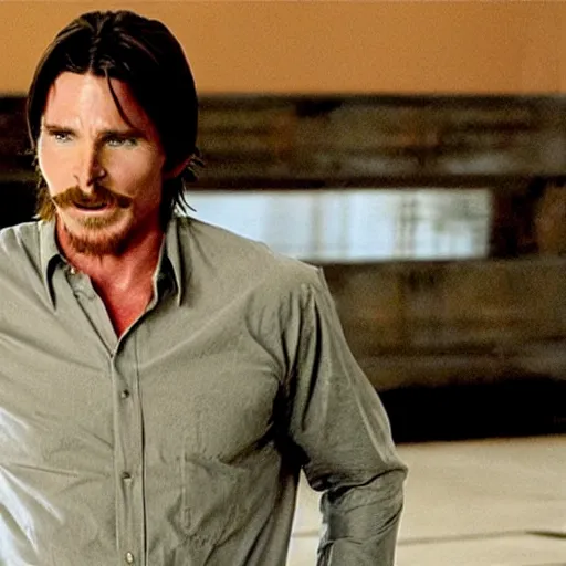 Prompt: film still of christian bale as god in bruce almighty