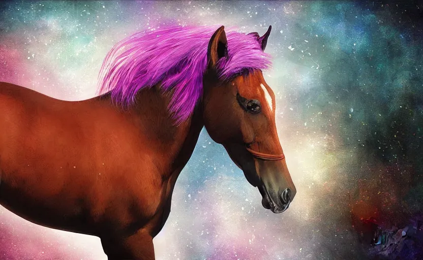 Prompt: Magical and fantasy digital painting of a horse