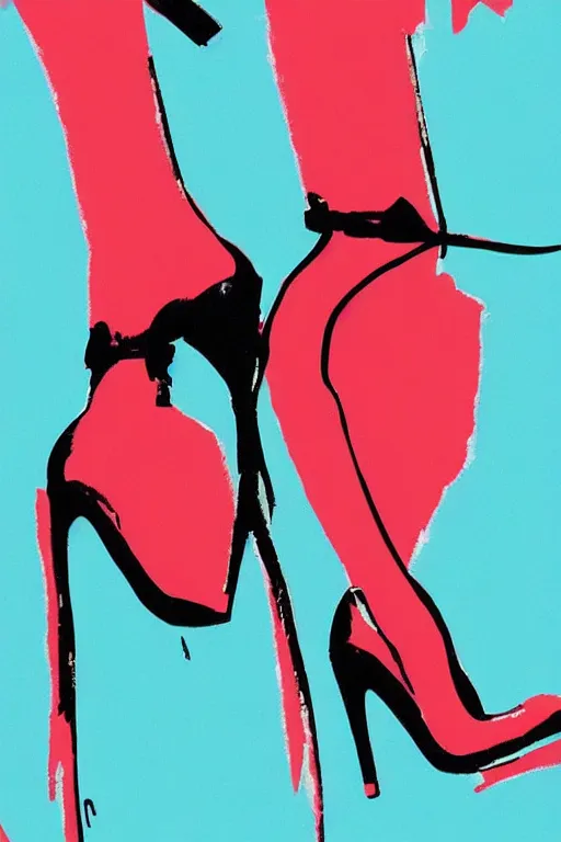 black high heels with red bottoms, illustration,, Stable Diffusion