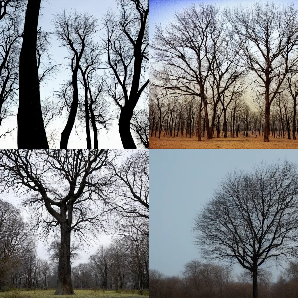 Prompt: Trees with no leaves