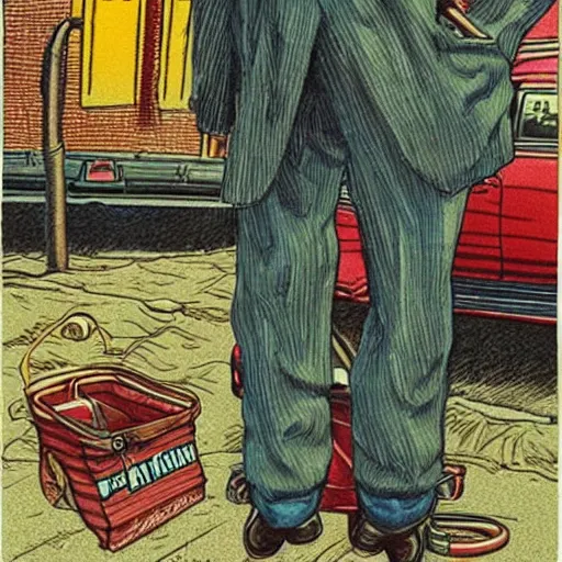 Image similar to The Artwork of R. Crumb and his Cheap Suit Breaking-Bad-Jesse-Pinkman, pencil and colored marker artwork, trailer-trash lifestyle