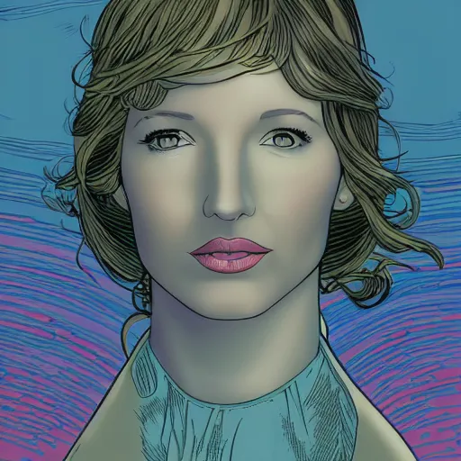 Image similar to kelly reilly retro minimalist portrait! moebius starwatcher comic by jean giraud, portrait 8 k