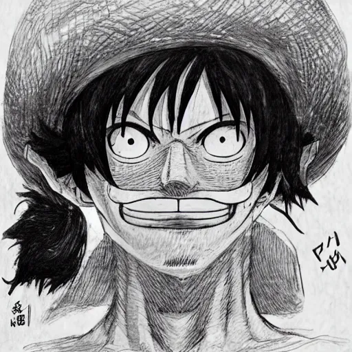 Image similar to [ luffy mustache ] ( by kim jung gi ) ( by george morikawa ) ( by kentaro miura ) ( by eiichiro oda )