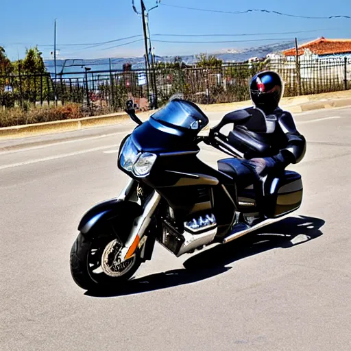 Prompt: black goldwing motocycle in corlu tekirdag