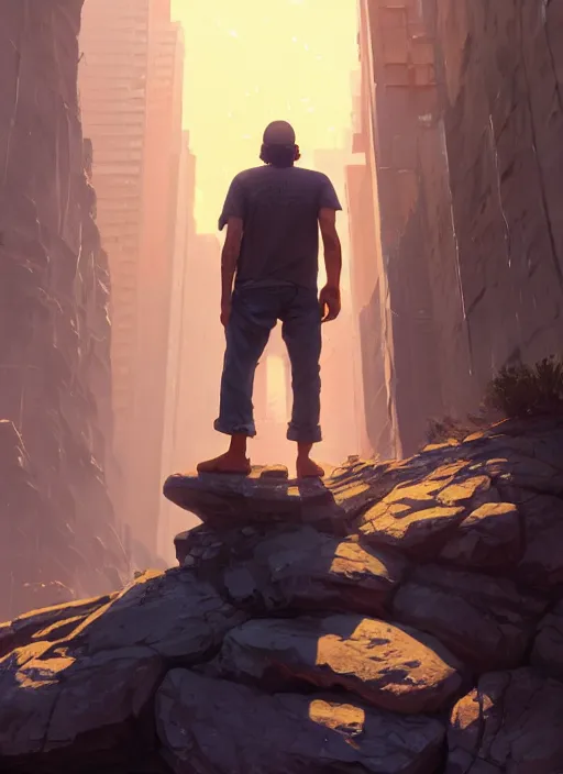 Image similar to Highly detailed full-body portrait of homeless The Rock, in GTA V, Stephen Bliss, unreal engine, fantasy art by Greg Rutkowski, Loish, Rhads, Makoto Shinkai and Lois van baarle, ilya kuvshinov, rossdraws, Tom Bagshaw, global illumination, radiant light, detailed and intricate environment