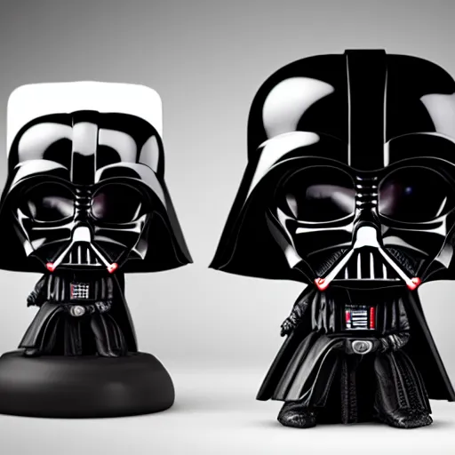 Prompt: artstation darth vader bobble head, small but fierce, very detailed, portrait, high contrast, unreal engine 5