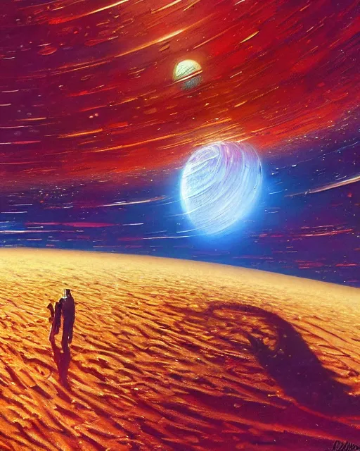 Prompt: universe in a grain of sand, abstract art, masterpiece, dyson sphere, vibrant, unique environment, high quality, 4 k, high detail, trending on artstation, art by gordon freeman, john berkey, dan luvisi