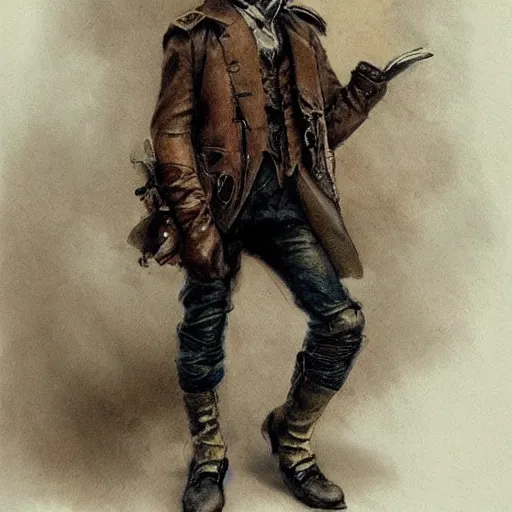 Prompt: by Jean-Baptiste Monge !!!!!!!!!!!!!!!!!!!!!!!!!!!!!!!!!!!!! (((((((((((((portrait of boy dressed as steampunk detective wearing leather gloves . muted colors. art sketch)))))))))))))