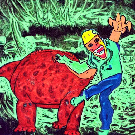 Image similar to 1 9 9 3, disposable camera, flash, suburbia street, giant reptile creature walking, meat, ooze, slime, veins, wet