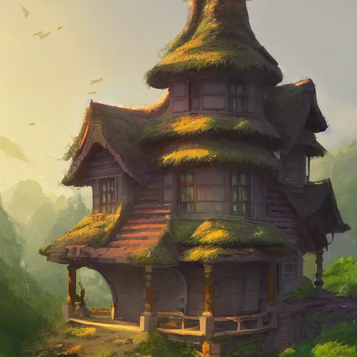 Image similar to highly detailed digital art of a fantasy house, trending on artstation, by andreas rocha, by greg rutkowski, 4k