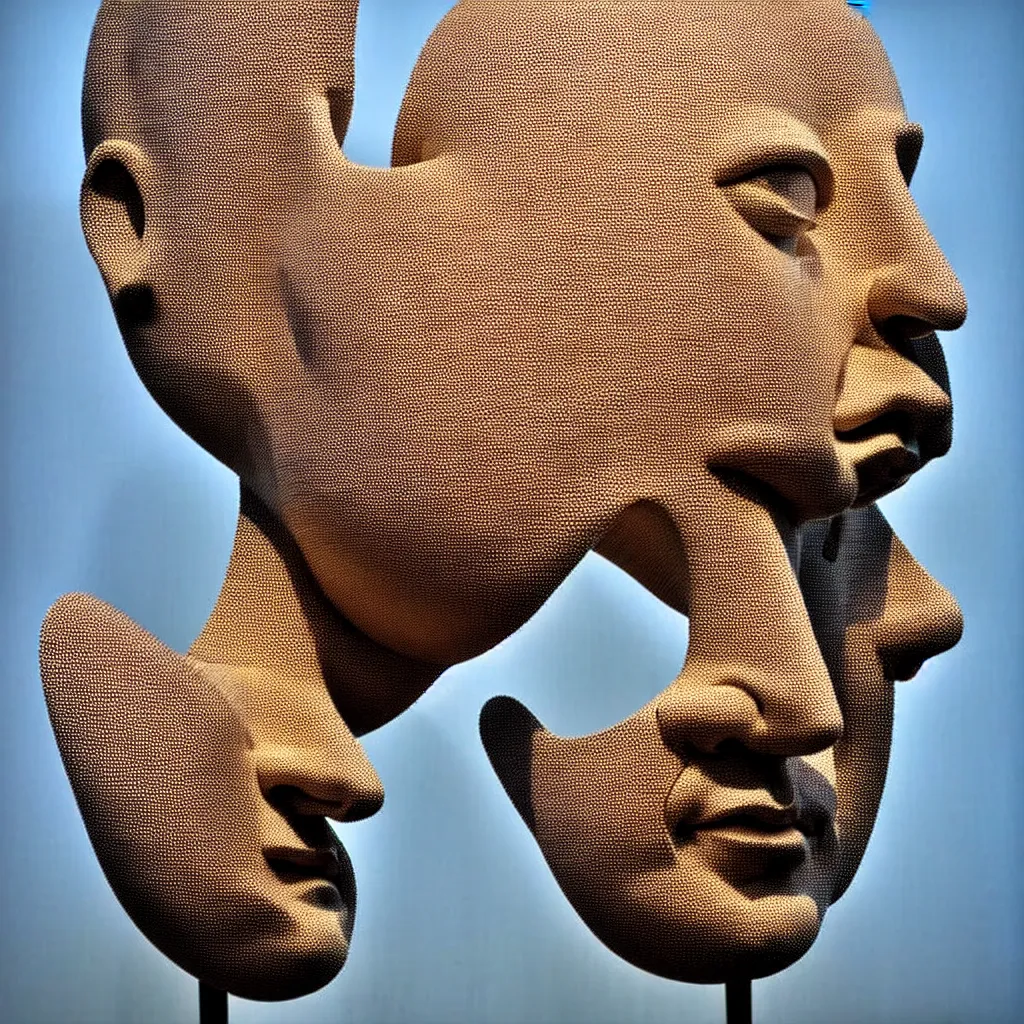 Image similar to sculpture of salvador dali head by jaume plensa, art exhibition, highly detailed. sharp focus. very lifelike beautiful organic forms