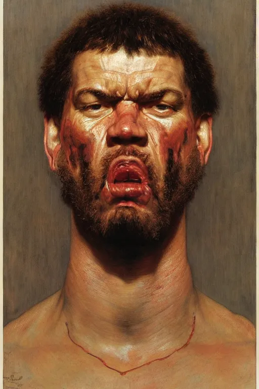 Prompt: head portrait of jocko willink as huge warrior with muscular neck, by lawrence alma tadema and zdzislaw beksinski and norman rockwell