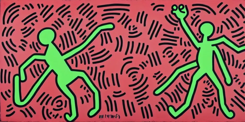 Prompt: Keith haring, crack is wack painting,