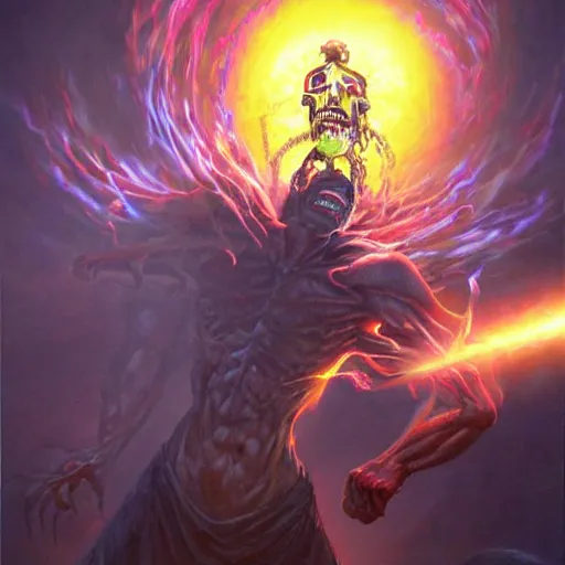 Image similar to a necromancer pulsing with necrotic energy, art by tomek setowski,