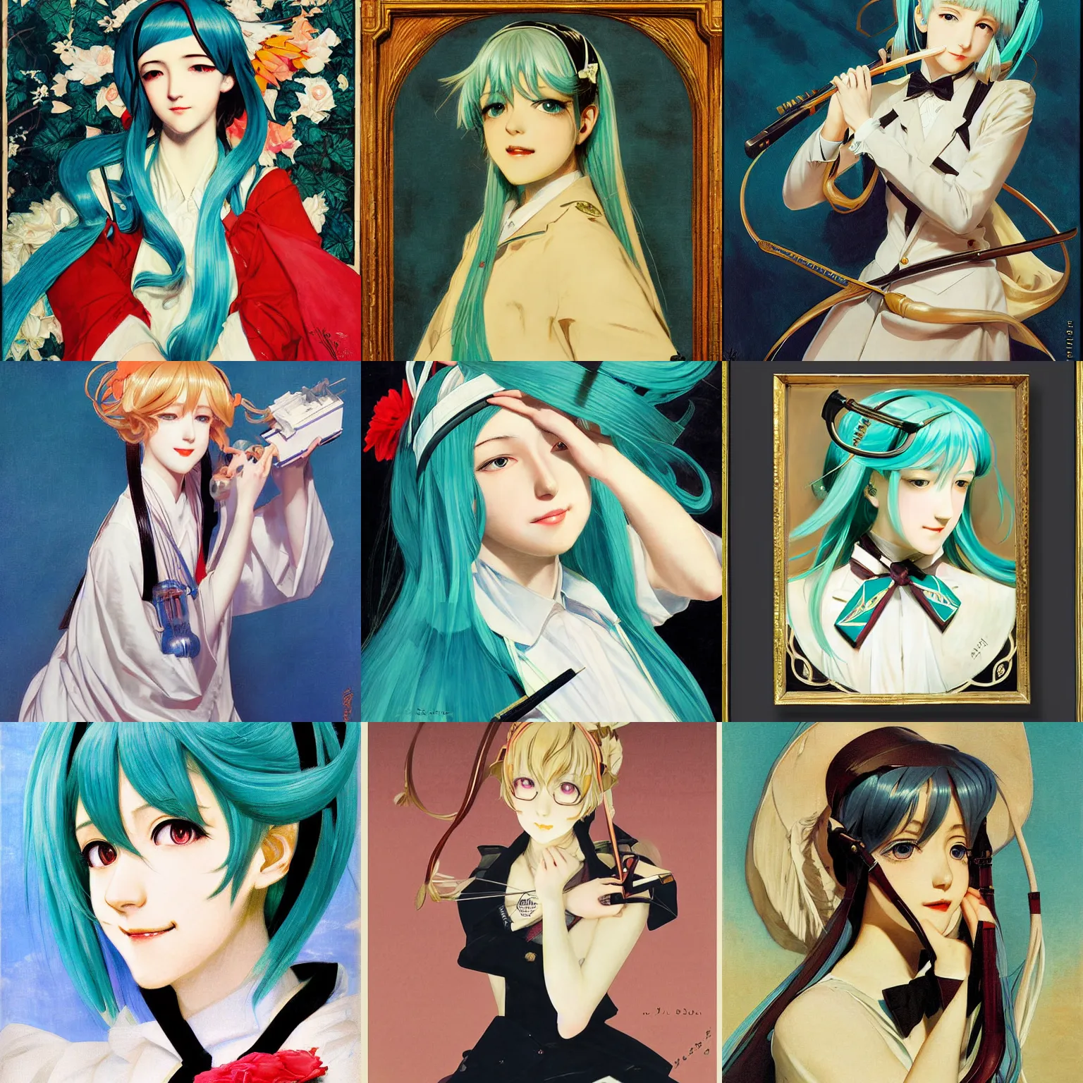 Prompt: hatsune miku painted by j. c. leyendecker