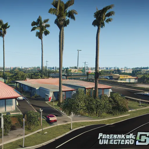 Image similar to pembroke pines florida in gta 5, 8k octane 3D render