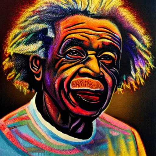 Prompt: benin einstein portrait