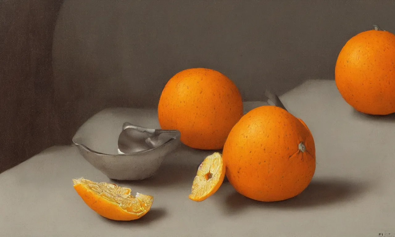 Prompt: still life of a peeled mandarin painted by Johannes Vermeer, vivid colors, high details, cinematic, 8k resolution, beautiful detailed, photorealistic, digital painting, artstation, concept art, smooth, sharp focus, illustration, fantasy background, artstation trending, octane render, unreal engine