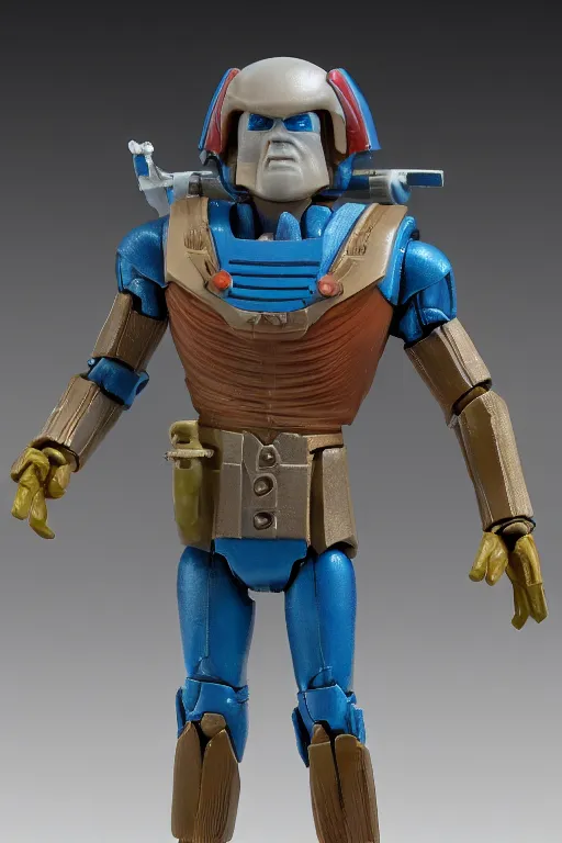 Image similar to 1 9 8 6 kenner action figure, 5 points of articulation, heroic human proportions, sci fi, 8 k resolution, high detail, front view, t - pose, space, gi joe, he man, warhammer 4 0 0 0