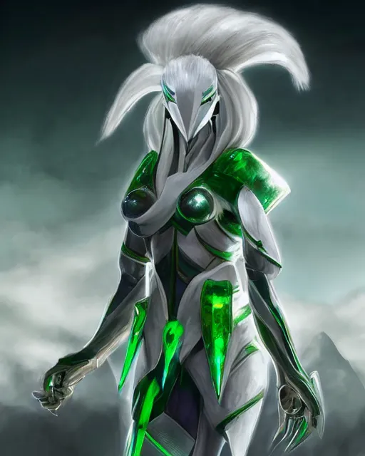 Prompt: perfect white haired egyptian bale god, warframe armor, beautiful, symmetric, dreamy, half african,, green eyes, charlize theron, detailed, scifi platform, laboratory, experiment, 4 k, ultra realistic, epic lighting, android body, illuminated, cinematic, masterpiece, art by akihito tsukushi, voidstar