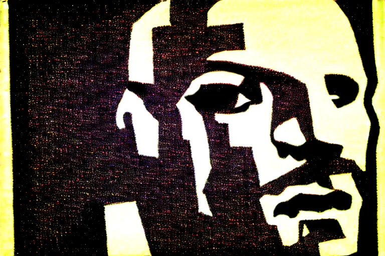 Image similar to steve austin a man barely alife, portrait at moma museum very coherent and colorful high contrast, screen printing woodblock, dark shadows, hard lighting, stipple brush technique,