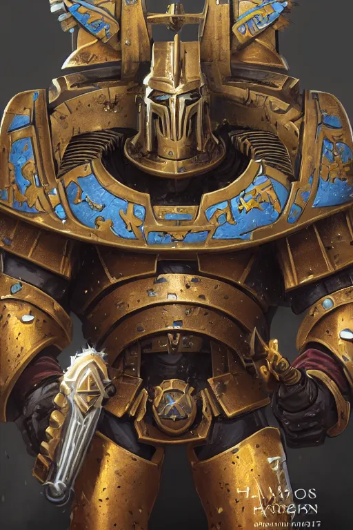 Image similar to armor portrait heros warhammer 4 0 k horus heresy fanart - the primarchs emperor by johannes helgeson animated with vfx concept artist & illustrator global illumination ray tracing hdr fanart arstation zbrush central hardmesh 8 k octane renderer comics stylized