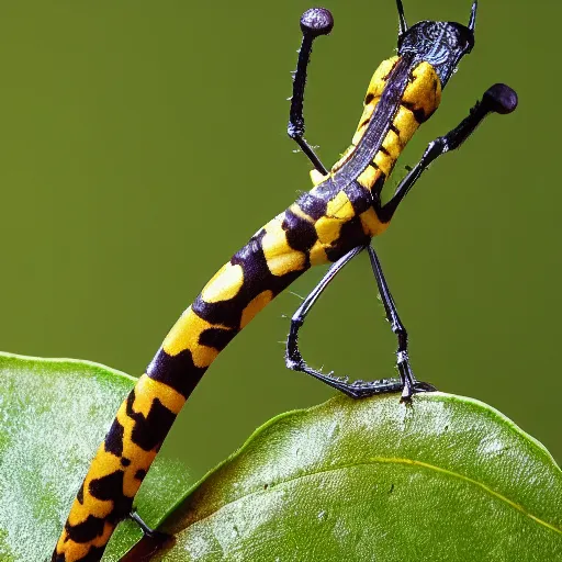 Prompt: giraffe weevil, madagascar, insect, macro photography, high quality, 8 k