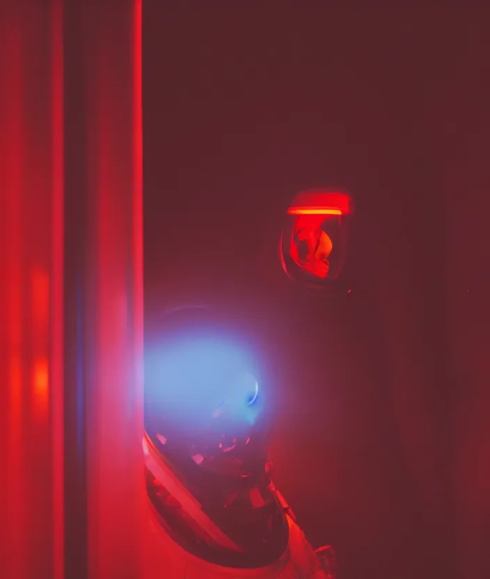 Prompt: a portrait of an astronaut, mysterious, very aesthetic, cinematic and dramatic red light, in the style of edward hopper 4 k,