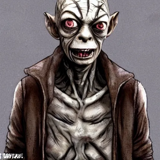 Prompt: Gollum as pinhead from dead by daylight