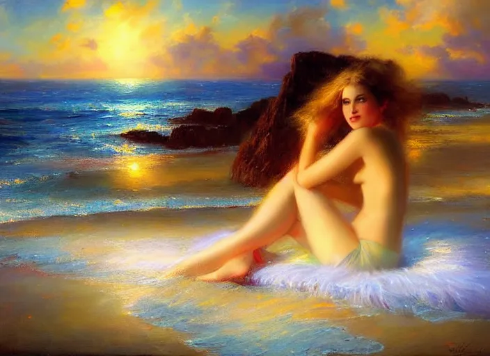 Image similar to cosmic ocean on the beach by vladimir volegov and delphin enjolras