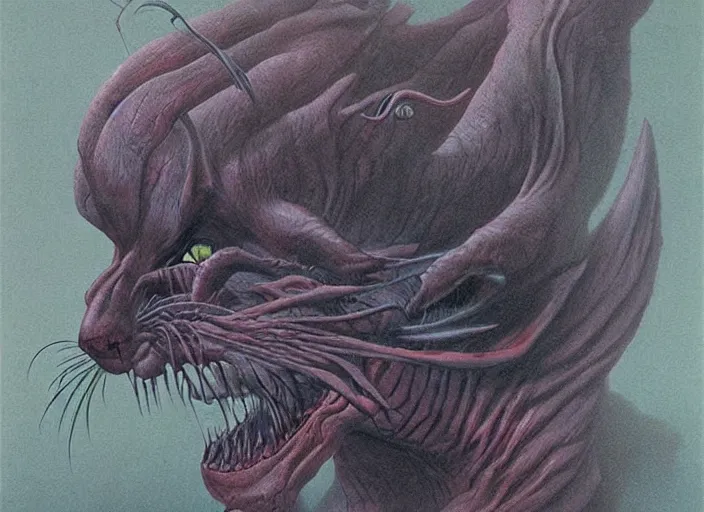 Image similar to a picture of an horrific cat that has spider legs and eyes, art by wayne barlowe