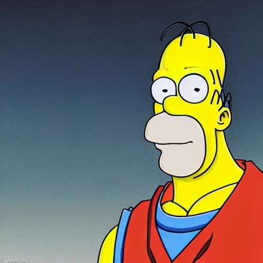 Image similar to ultra realistic portrait painting of homer simpson, art by akira toriyama, 4 k, dragon ball artstyle, cel shaded, highly detailed, epic lighting