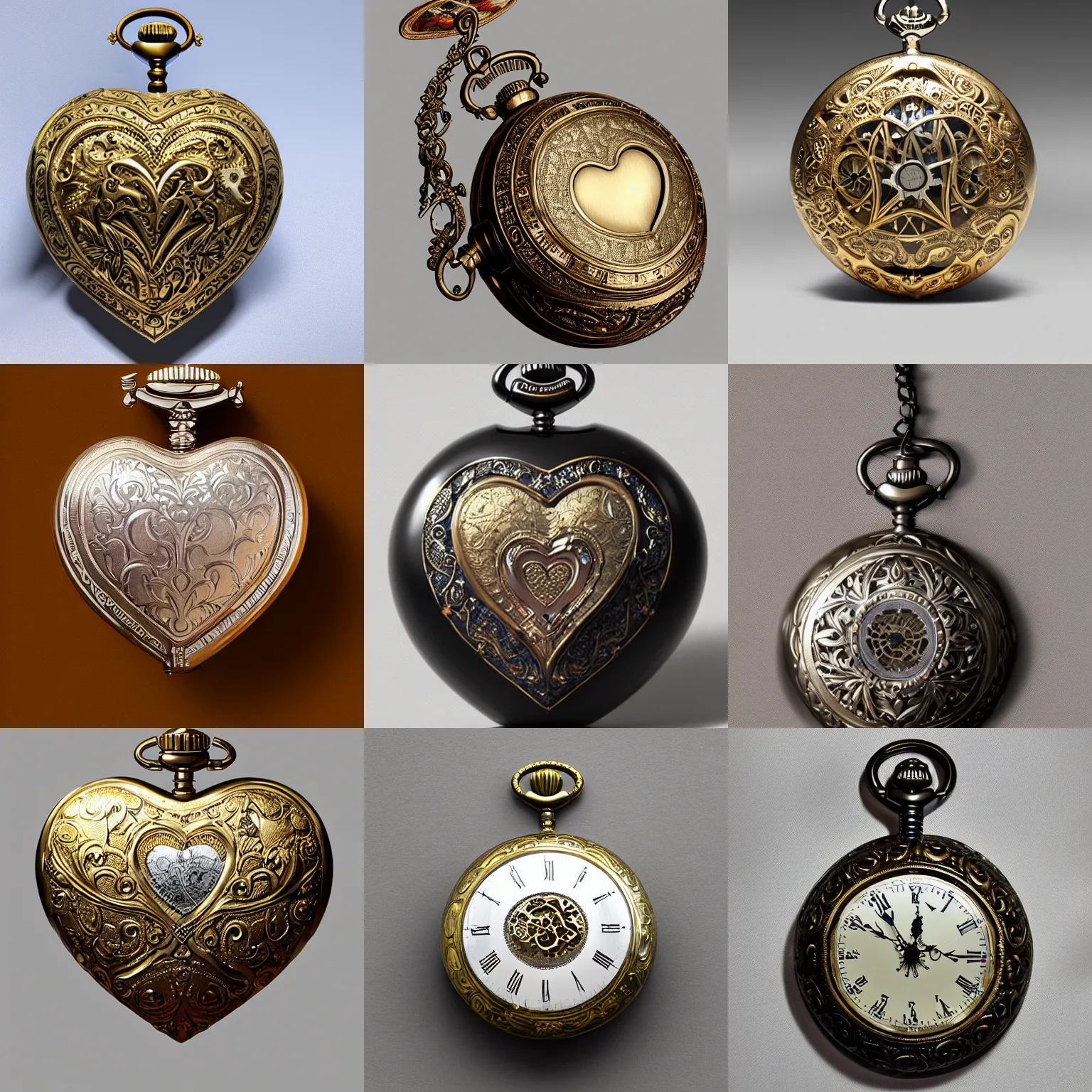 Prompt: A pocketwatch shaped like a heart, ornate, inctricate detail by greg rutkowski and thomas kinkade Trending on artstation