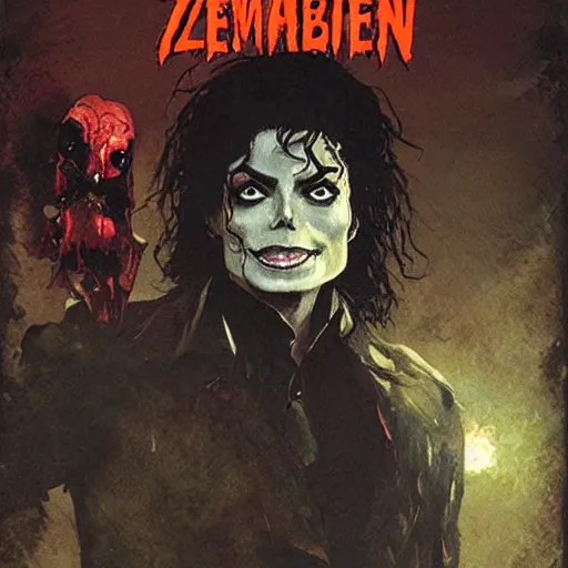 Image similar to michael jackson zombie the revenge, vintage comic, art by greg rutkowski