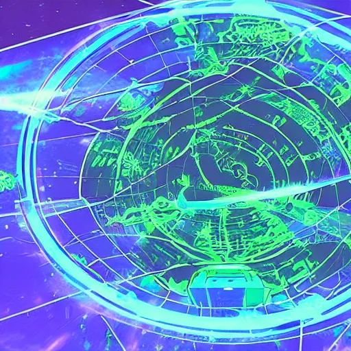 Image similar to hologram of a metroid prime map, doctor who wondering where he is