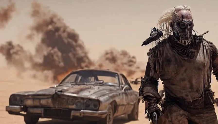 Image similar to MEDIOCRE! Immortan Joe from Mad Max Fury Road, movie still, sharp, highly detailed, hollywood movie