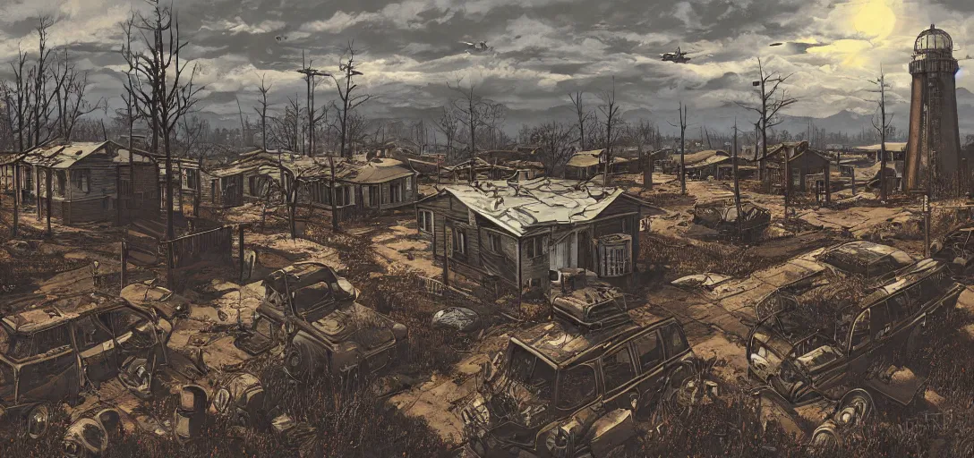 Image similar to Fallout 4, painting by Jeffrey Smith
