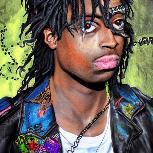 Image similar to playboi carti painted by abney park 4 k detailed super realistic