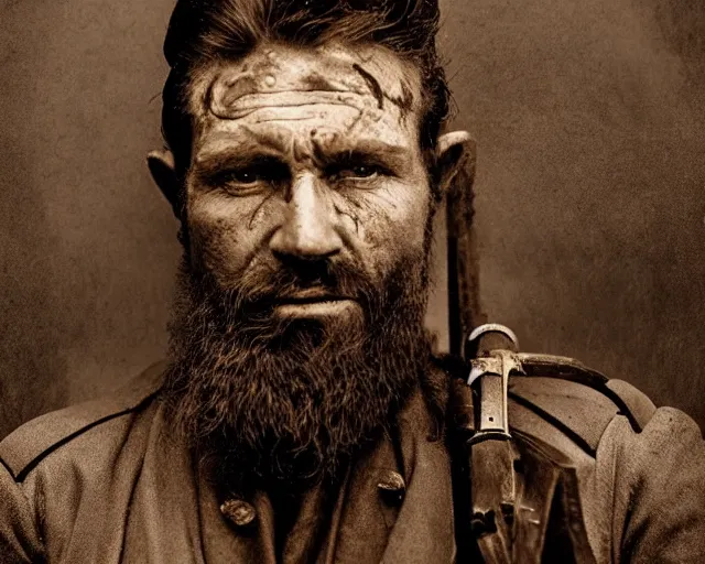 Prompt: australian bushranger edward kelly ned kelly, award winning epic action photography in rich colors