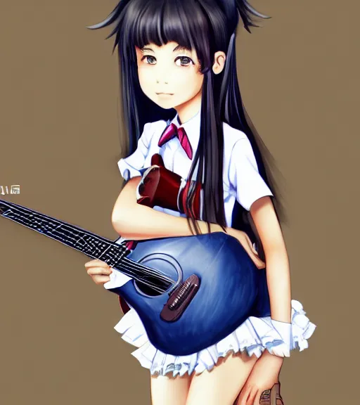 a cute school girl portrait playing guitar on bedroom | Stable Diffusion |  OpenArt